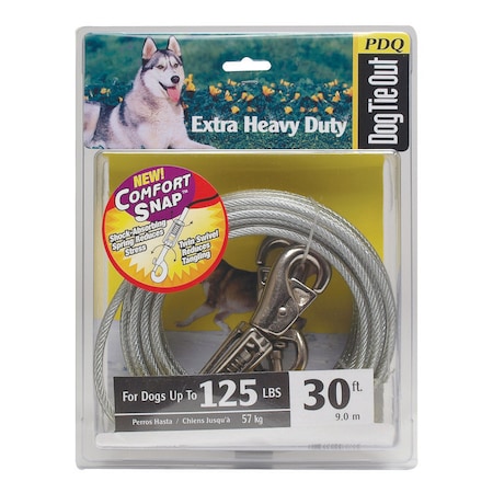 Pdq PDQ Silver Tie-Out Vinyl Coated Cable Dog Tie Out X-Large Q5730SPG99